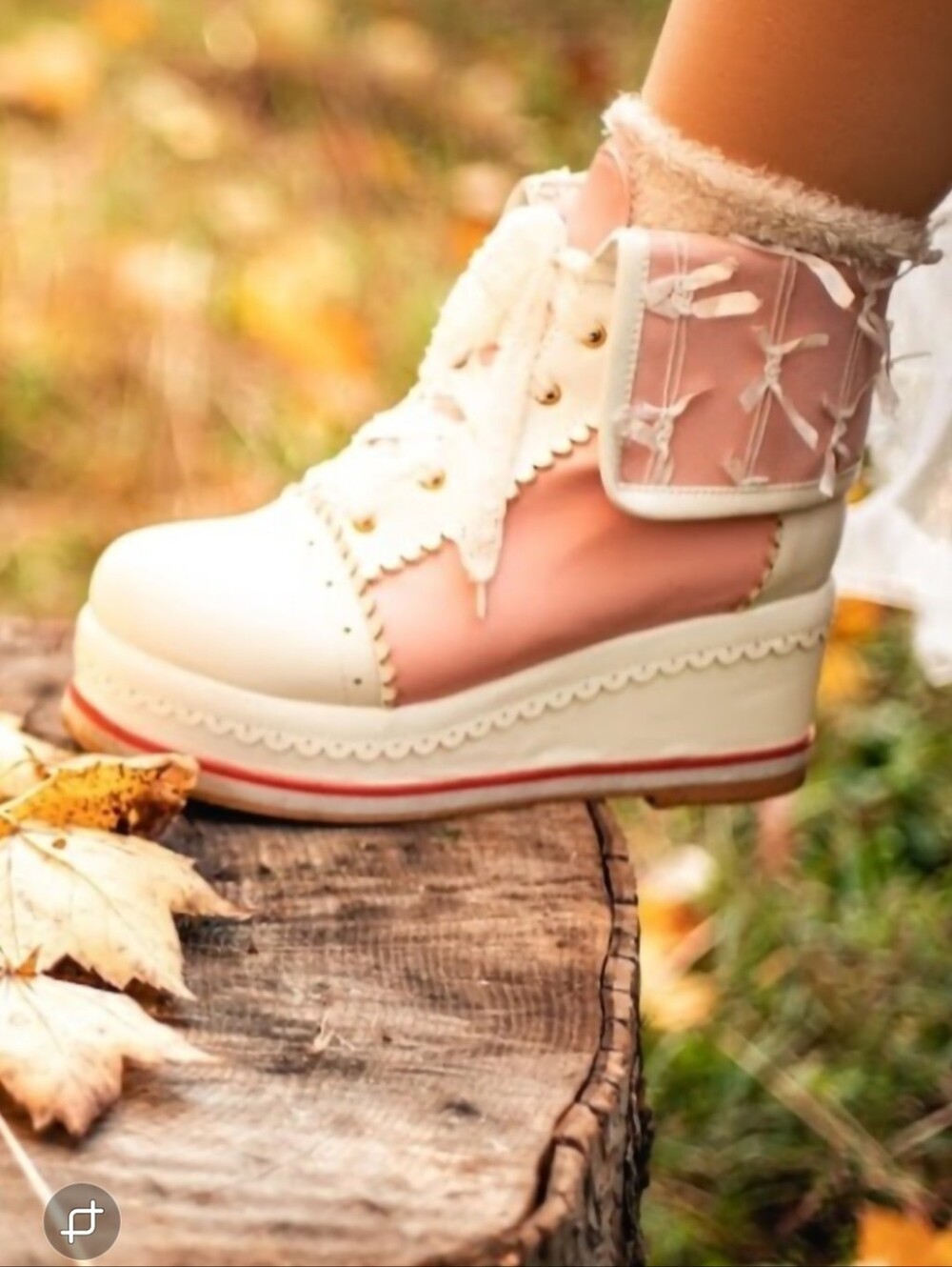 Kawaii Women’s Size 9 Pink and Cream Platform Ankle Boot